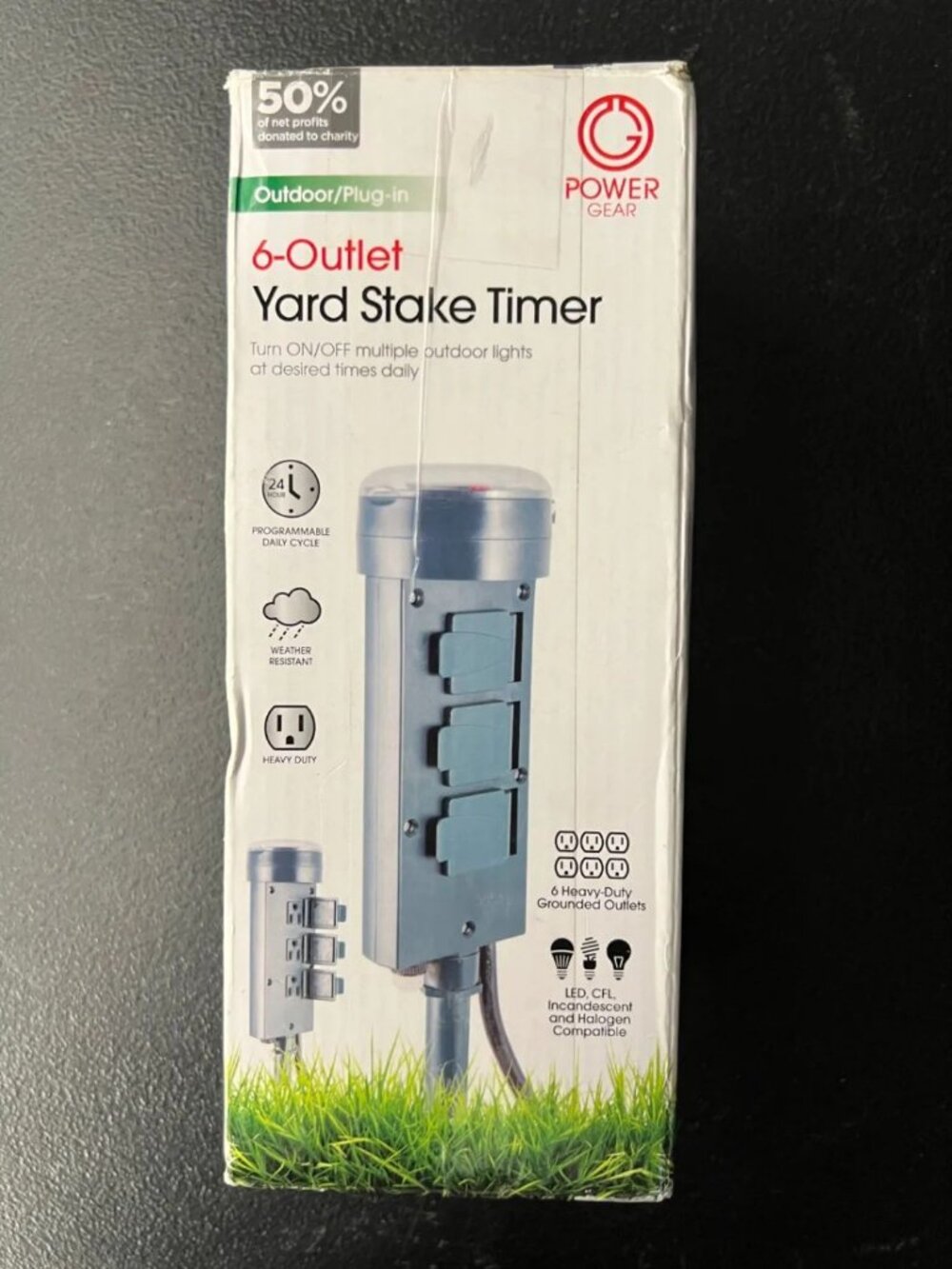 Power Gear 6 Outlet Yard Stake Timer Outdoor Plug In Heavy Duty 24 Hour Digital